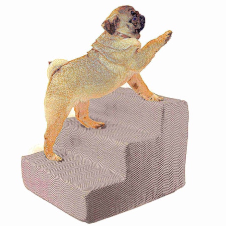 Pet Adobe High Density Foam Stairs 3 Step Design, Ramp for Small Dogs, Cats with Cover, Gray 113544DFU